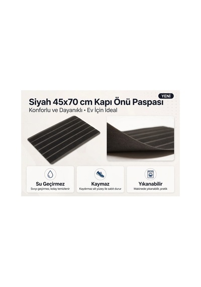 Delta Cc006a Kaymaz Taban Siyah Desenli Nem Alıcı Toz Alıcı Kapı Önü Paspası Uv Dayanıklı 45x70