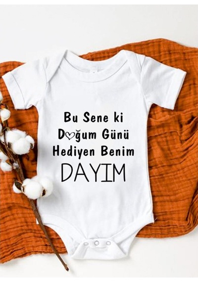 Tuğbababy Baby Doğum Günü Hediyen Benim Dayım Zıbın Kız Erkek Beyaz