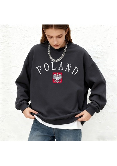 Startmore Startmorepolonya Mektup Baskılı Kadın Sweatshirtleri Kışlık Koşu Kapüşonlu Üstleri Günlük Bol Kesim Yu Antrasit