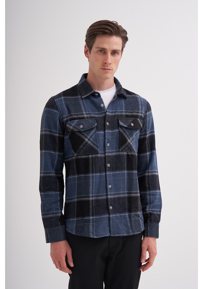 Cazador Regular Fit Cep Detaylı Oduncu Gömlek 20110 Indigo
