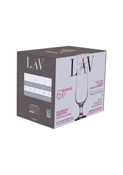 Lav Nevakar Cam Kokteyl Bardağı 6'lı 385 ml (Meşrubat/Smoothie /Milkshake/Soğuk Kahve Bardağı )