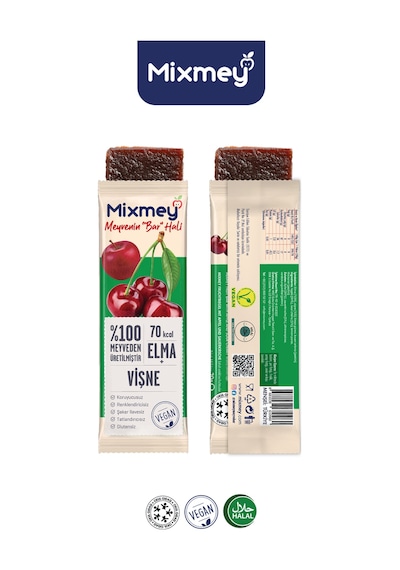 Vişne Meyve Barı 18 Adet Atıştırmalıklar Vegan, Glutensiz, Koruyucusuz 20gr X 18 Adet