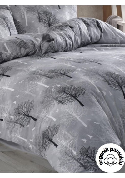 Lotus Home Lüks Pamuklu Çift Kişilik Nevresim Seti Ağaç Desen 200 x 220
