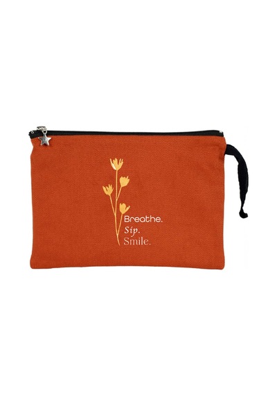 Breathe, Sip, Smile - Kiremit Clutch Çanta Kiremit
