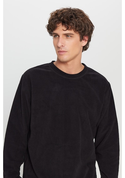 AC&Co / Altınyıldız Classics Erkek Sıyah Standart Fit Normal Kesim Bisiklet Yaka Sweatshirt Polar Siyah