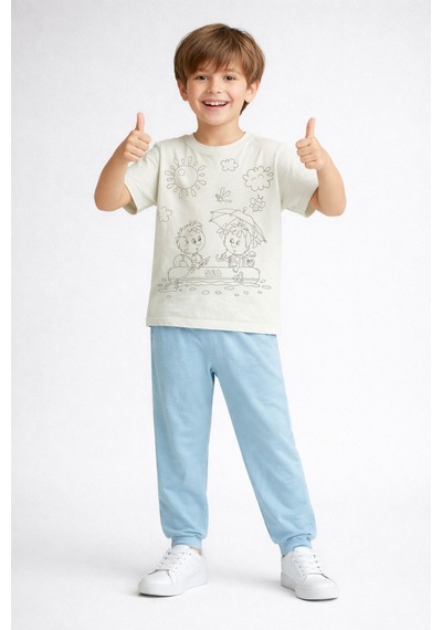 Zuzunga En Sevimli Figürleri Özel Kalemi İle Boyanabilir Çocuk Pijama Takımı Yıkama Sonrası Leke Bırakmaz Bebe Mavisi Zuzunga En Sevimli Figürleri Özel Kalemi İle Boyanabilir Çocuk Pijama Takımı Yıkama Sonrası Leke Bırakmaz Bebe Mavisi