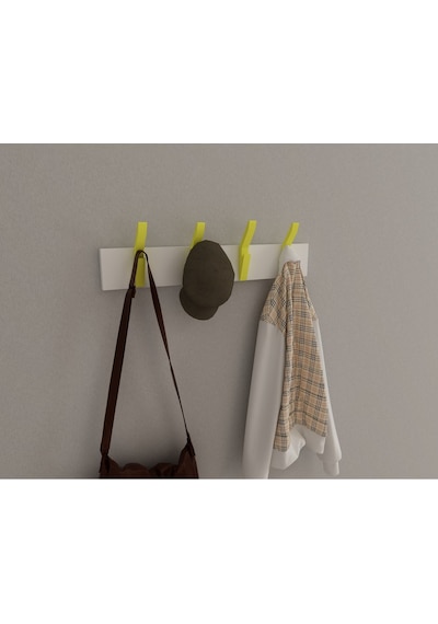 Hepsi3boyutlu Modern Duvar & Kapı Kanca Askılık - 4 Adet Sarı Kanca Askılık - Model No : 3 Sarı