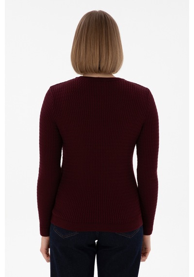 U.S. Polo Assn. Kadın Koyu Bordo Bisiklet Yaka Basic Kazak 50312922-VR175