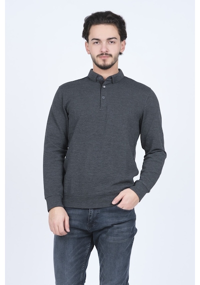 Raymons Erkek Desenli Polo Yaka Triko Sweat 6782258 Siyah