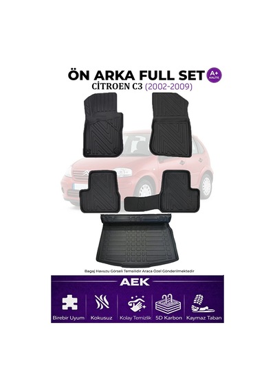 Citoren C3 2002-2008 5d Karbon Paspas Takımı +3d Pvc Bagaj Havuzu