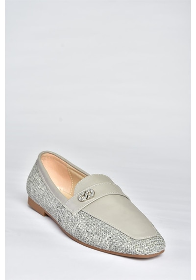 Fox Shoes P820940209 Gri Düz Tabanlı Günlük Kadın Babet Gri-suni Deri Gri