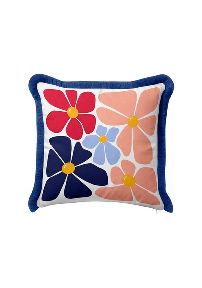 Retro Çiçek Desenli Saçaklı Yastık Kılıfı - Pop Art Floral Modern Lacivert Püsküllü Kırlent Kılıfı Sakin Yörünge Lime Retro Çiçek Desenli Saçaklı Yastık Kılıfı - Pop Art Floral Modern Lacivert Püsküllü Kırlent Kılıfı Sakin Yörünge Lime