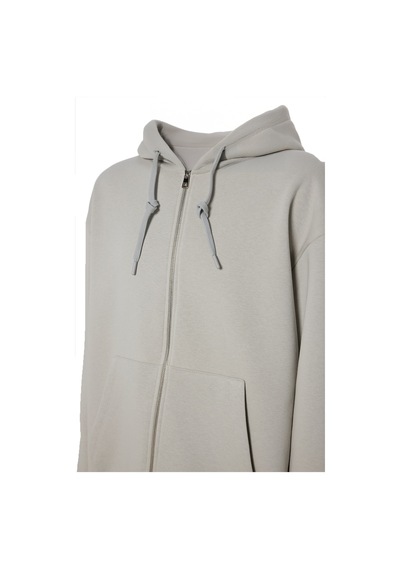 Tudors Unisex Relax Fit Rahat Kesim Pamuklu İçi Polarlı Çift Cepli Tam Fermuarlı Taş Renk Kapüşonlu Sweatshirt-32699 Taş