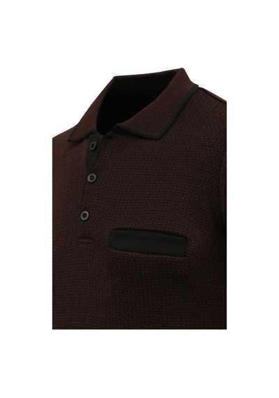 Çizgi Erkek Polo Yaka Kazak Cepli Çelik Örgü Klasik Kalıp 5208f Bgl-st04963 Bordo