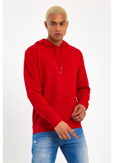 Süperlife Erkek Kapşonlu Regular Fit İnce Sweatshirt Spr 20k55 Kırmızı