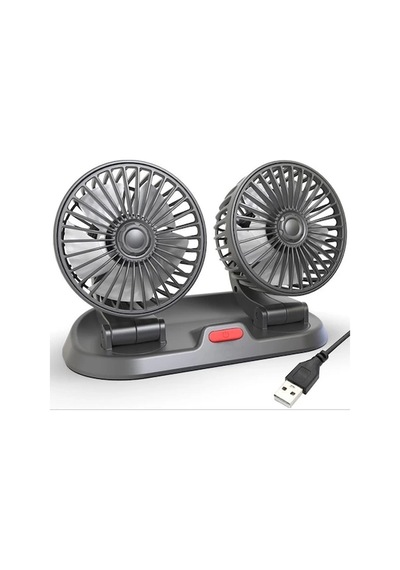 Ally F410 Usb Çift Başlıklı Araç Fanı Oto Vantilatör Fan 10w 2 Kademe Hız Ayarı