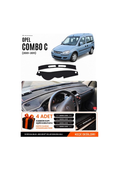 Opel Combo C 2001-2011 Uyumlu Torpido Koruma, Torpido Örtüsü, Torpido Kılıfı - Siyah Gri
