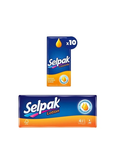 Selpak Kağıt Mendil 10'lu Losyonlu 10'li Paket