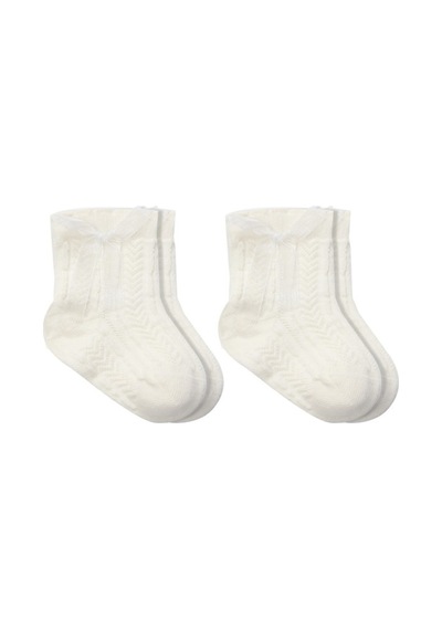 Erturkstore Fiyonklu Penye Soket Çorap 2li 10150 Ekru Çok Renkli