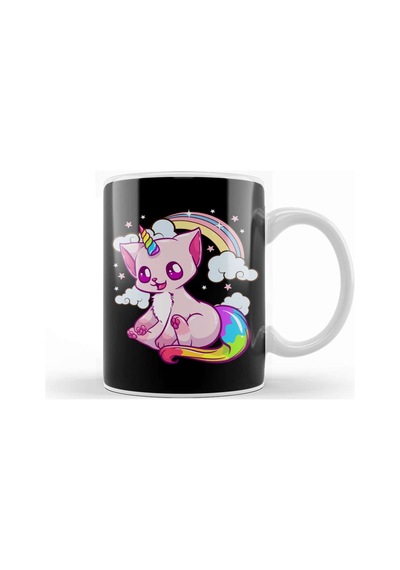Cute & Funny Unicorn Cat Rainbow Kitty Unicorn Kupa Bardak Porselen Karışık