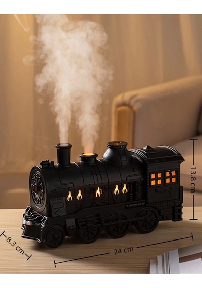Tren Şeklinde Buharlı Oda Hava Nemlendirici Işık Buhar Makinesi Kumandalı