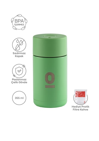 Frank Green Mint Yeşili Düğme Kapaklı Mini Termos 355 Ml No:125 Açık Yeşil