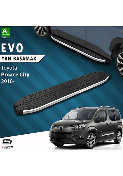 S-dizayn Toyota Proace City Uzun Şase Evo Krom Yan Basamak 213 Cm