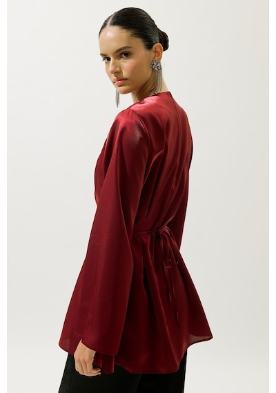 Manuka Hana Organze Bluz Bordo Bordo