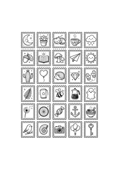 30 Adet Siyah Beyaz Sevimli Doodle Sticker Seti - Laptop Defter Telefon İçin