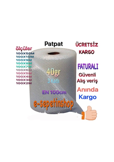 Özson Balonlu Naylon Havalı Ambalaj Patpat Pıt Pıt Rulosuz 40 G 100 CM x 10 M