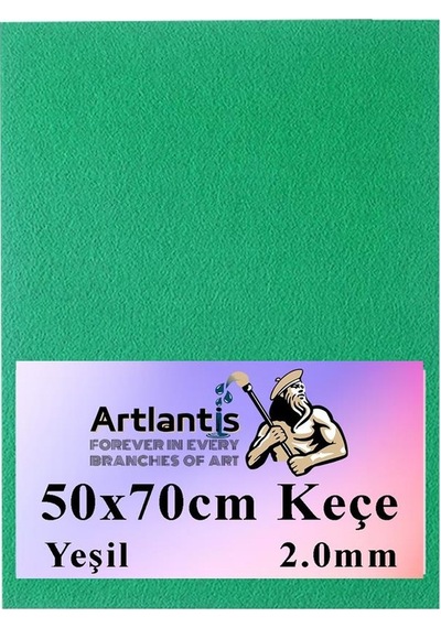 Yeşil Keçe 50 x 70 CM 2.0 MM 1 Adet Renkli Hobi Keçesi Elişi Keçesi Anasınıfı Kreş Okul Öncesi