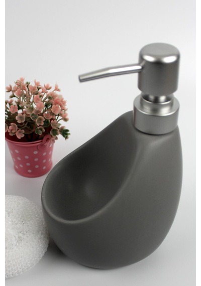 Stonware Sıvı Sabunluk Gri Süngerlik Bölmeli 500ml