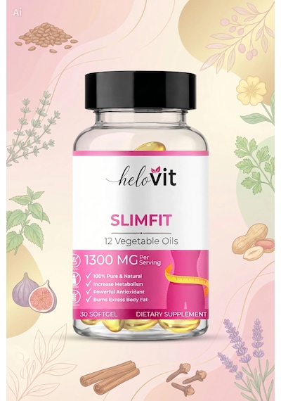 Helovit Slimfit 1300 Mg 12 Bitkisel Yağ İçeren Takviye Ve Yağ Yakım Desteği 30 Softjel