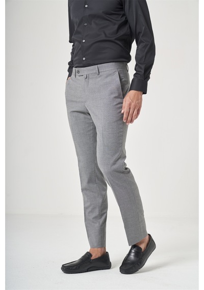 İmza Füme Yan Cep Filafil Desen Slim Fit Esnek Pantolon 1003260152