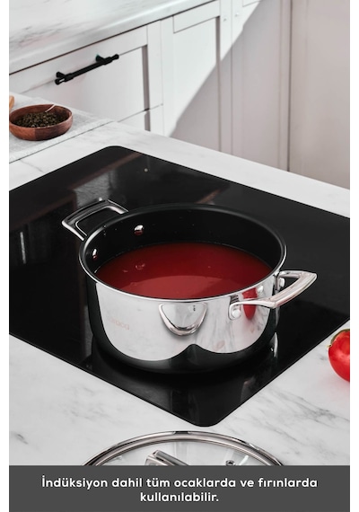 Karaca  Plasma Steel 3Ply İndüksiyon Tabanlı Çelik Tencere 24 Cm