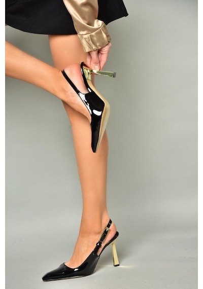 Fox Shoes S752098708 Siyah Rugan Kalın Topuklu Kadın Ayakkabı Siyah
