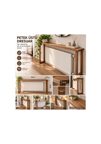 Ahşap Petek Üstü Dresuar 120 Cm İnce Konsol Masa Dar Alan Antre Koridor Salon Koyu Ceviz Ahşap Petek Üstü Dresuar 120 Cm İnce Konsol Masa Dar Alan Antre Koridor Salon Koyu Ceviz