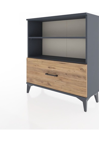 Arges Şifonyer 2 Raflı Tek Çekmeceli 88x30x96 Antrasit-çam Antrasit
