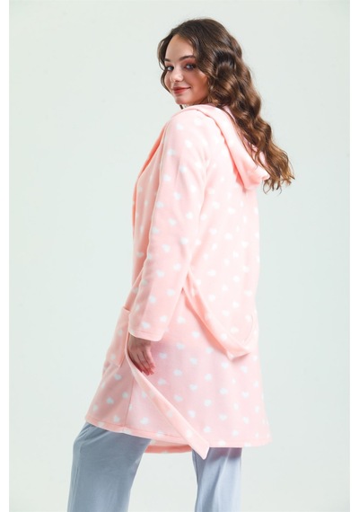 Magic Form 35252 Kadın Kapişonlu Polar Sabahlık-pembe Pembe