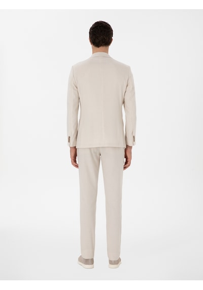 Cacharel Ekru Slim Fit Keten Karışımlı Takım Elbise Bej
