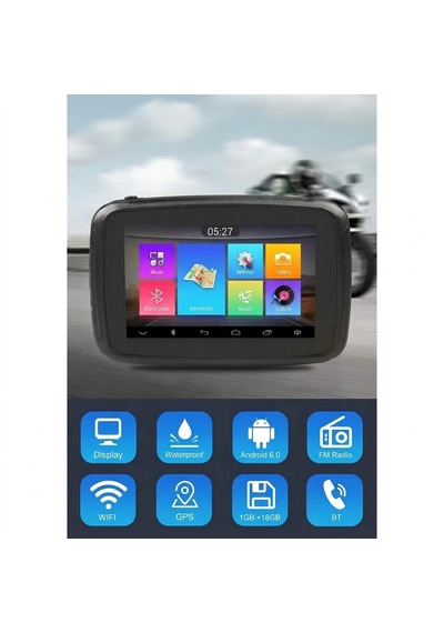 Su Geçirmez 5 İnç Güneşlikli Ips Dokunmatik Ekranlı Taşınabilir Kablosuz Carplay Android Auto Gps Motosiklet