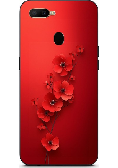 Oppo A5s Uyumlu Kırmızı Kardelenler Baskılı Silikon Kılıf Renkli