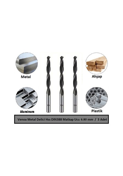 Venoa Metal Delici Hss Dın388 Matkap Ucu 6.80 Mm Paket 3 Lü