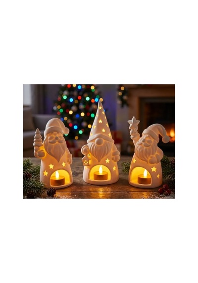 Alvera Kişiselleştirilebilir Yıldızlı Noel Baba Şekilli Mumluk Karışık