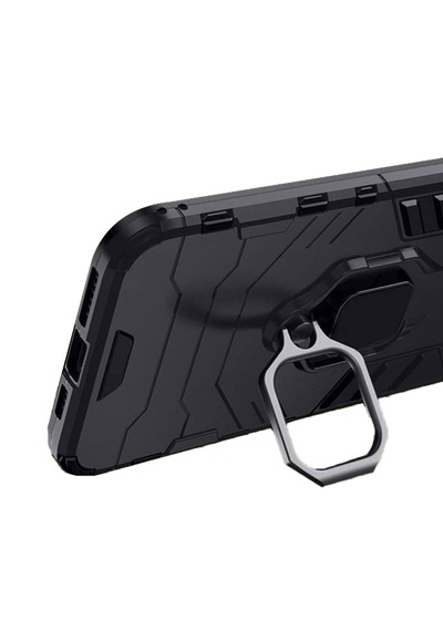 Microcase Realme Gt 6t İle Uyumlu Batman Serisi Yüzük Standlı Armor Kılıf - Siyah Al3349