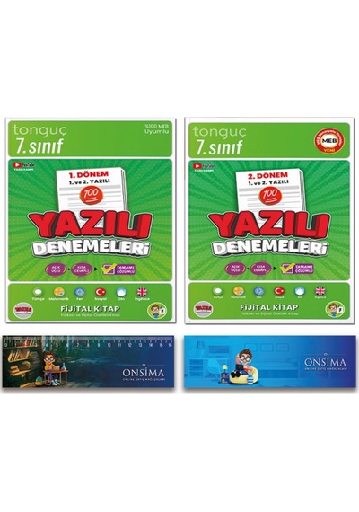 Tonguç Akademi 7. Sınıf Yazılı Denemeleri Tüm Dersler 1. Ve 2. Dönem Set 2 Kitap