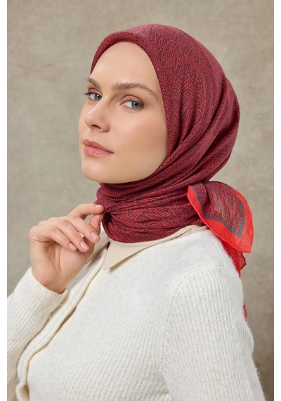 Silk Home Labirent Desen Lyocell Monare Eşarp - 6424 Bayrak Kırmızı