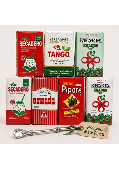 7 Li Karışık Yerba Mate Çayı Seti + Hediye Mate Pipeti Bombilla