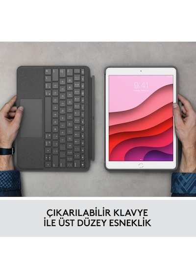 Logitech Combo Touch Apple Uyumlu iPad  7,8,9. Nesil Için Türkçe Klavyeli Kılıf