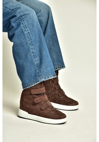 Fox Shoes V367856002 Kahverengi Süet Gizli Topuklu Cırtlı Spor Bot